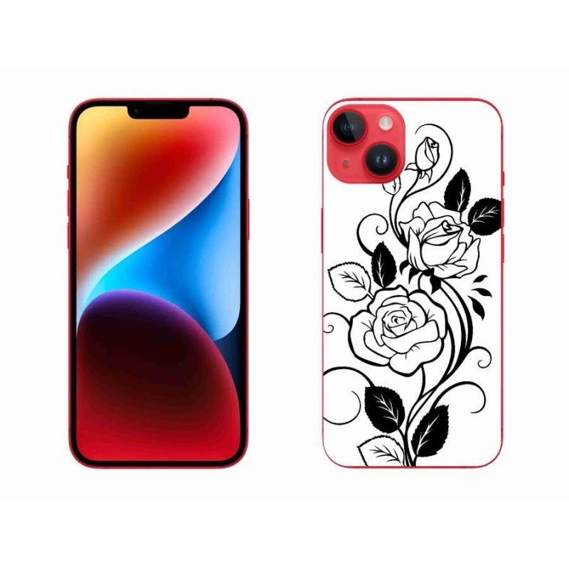 Gelový kryt mmCase na mobil iPhone 14 Plus - černobílá růže