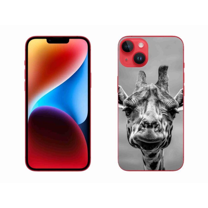 Gelový kryt mmCase na mobil iPhone 14 Plus - černobílá žirafa