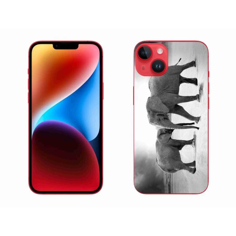 Gelový kryt mmCase na mobil iPhone 14 Plus - černobílí sloni