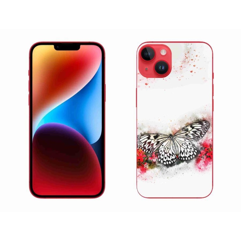 Gelový kryt mmCase na mobil iPhone 14 Plus - černobílý motýl