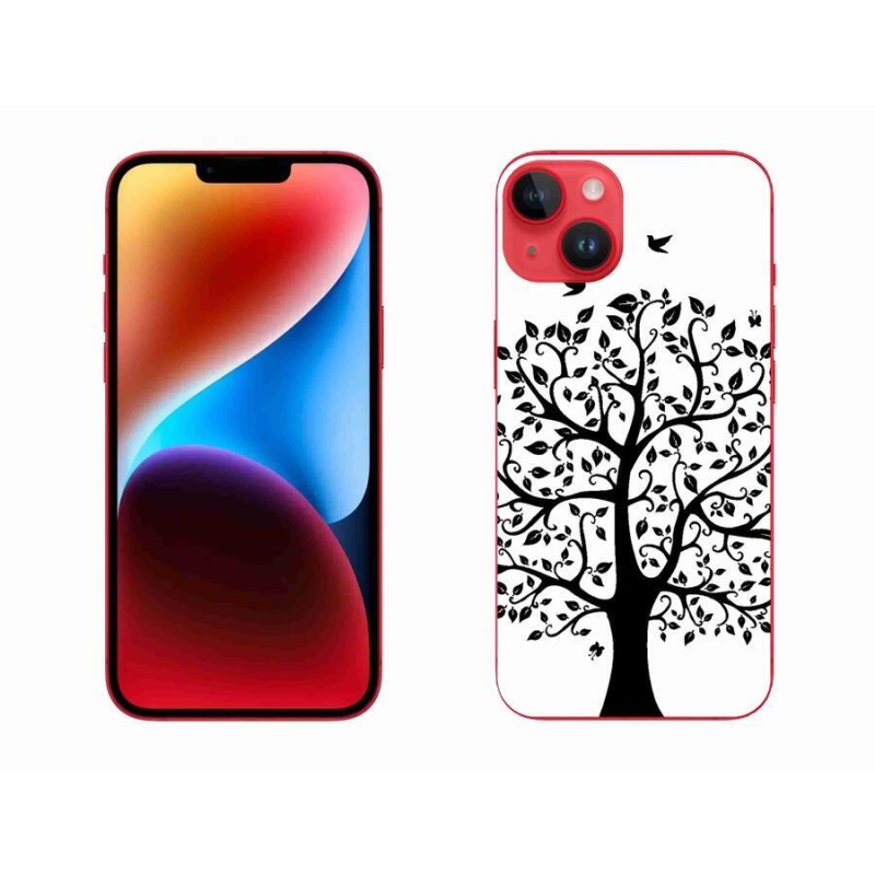 Gelový kryt mmCase na mobil iPhone 14 Plus - černobílý strom