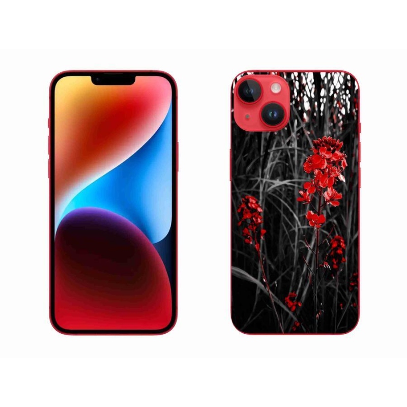 Gelový kryt mmCase na mobil iPhone 14 Plus - červená rostlina