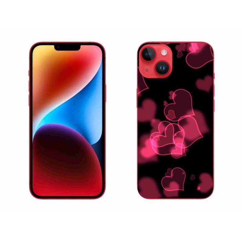 Gelový kryt mmCase na mobil iPhone 14 Plus - červená srdíčka