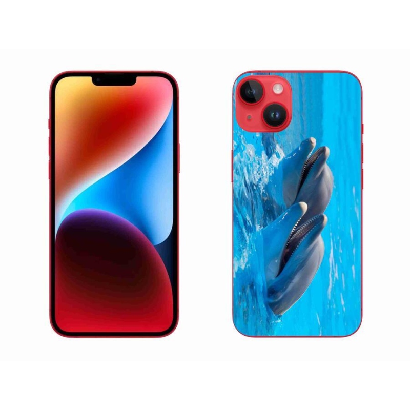 Gelový kryt mmCase na mobil iPhone 14 Plus - delfíni