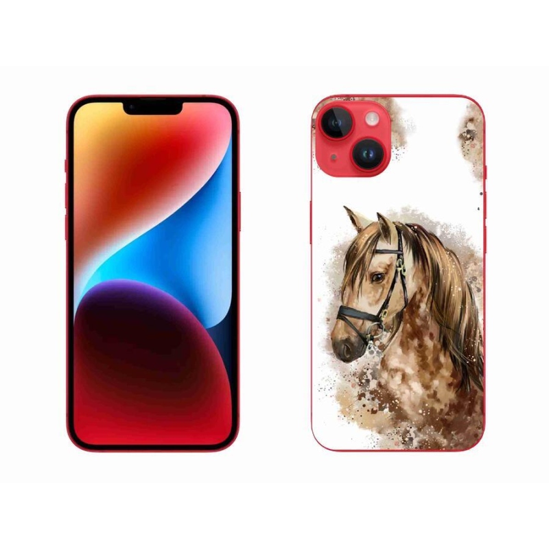 Gelový kryt mmCase na mobil iPhone 14 Plus - hnědý kreslený kůň