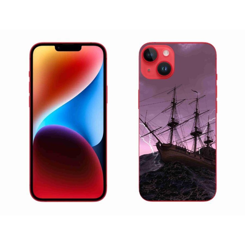 Gelový kryt mmCase na mobil iPhone 14 Plus - loď v bouři