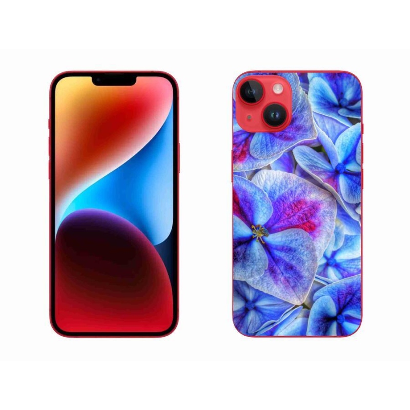 Gelový kryt mmCase na mobil iPhone 14 Plus - modré květy 1