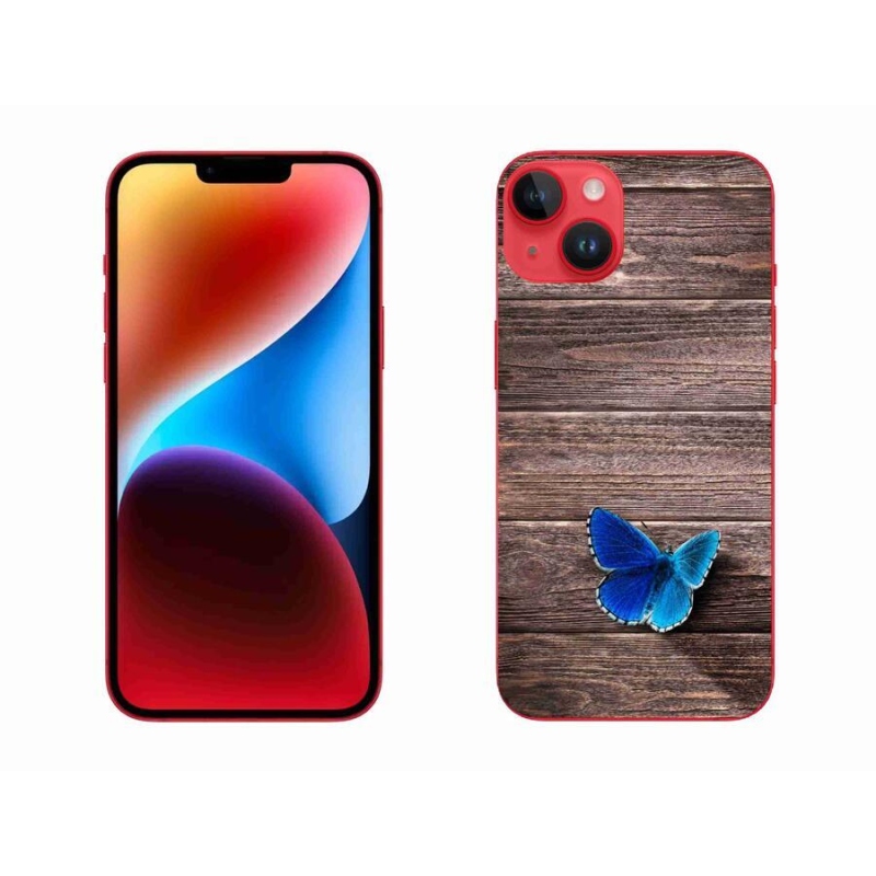 Gelový kryt mmCase na mobil iPhone 14 Plus - modrý motýl 1