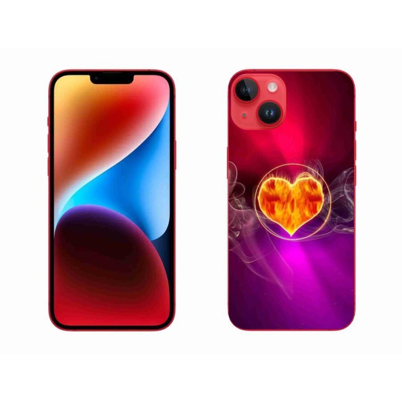 Gelový kryt mmCase na mobil iPhone 14 Plus - ohnivé srdce