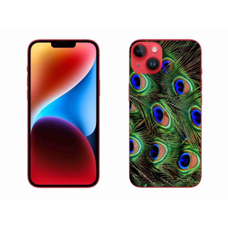 Gelový kryt mmCase na mobil iPhone 14 Plus - paví peří