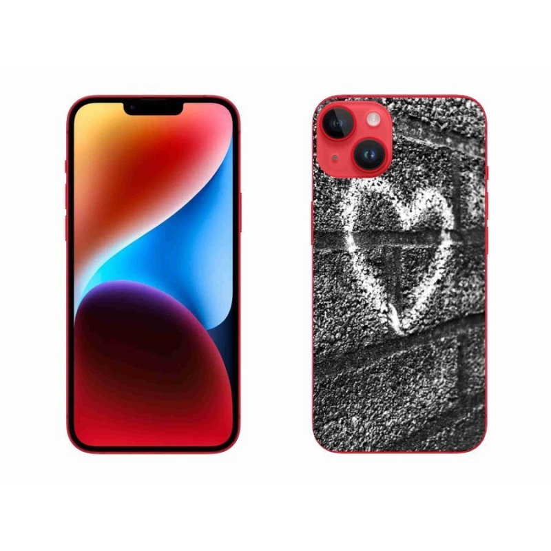 Gelový kryt mmCase na mobil iPhone 14 Plus - srdce na zdi