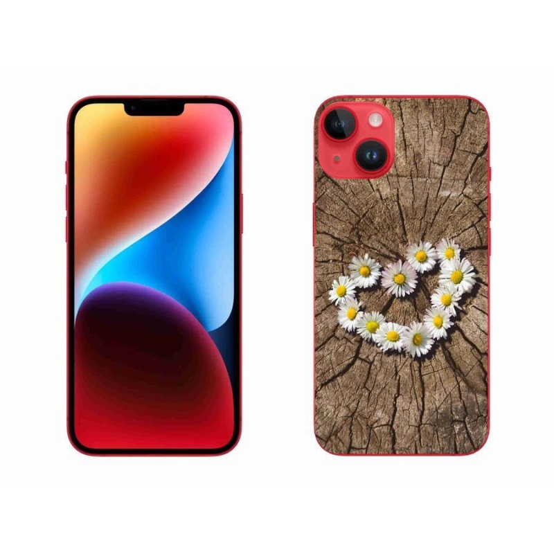 Gelový kryt mmCase na mobil iPhone 14 Plus - srdce z kopretin