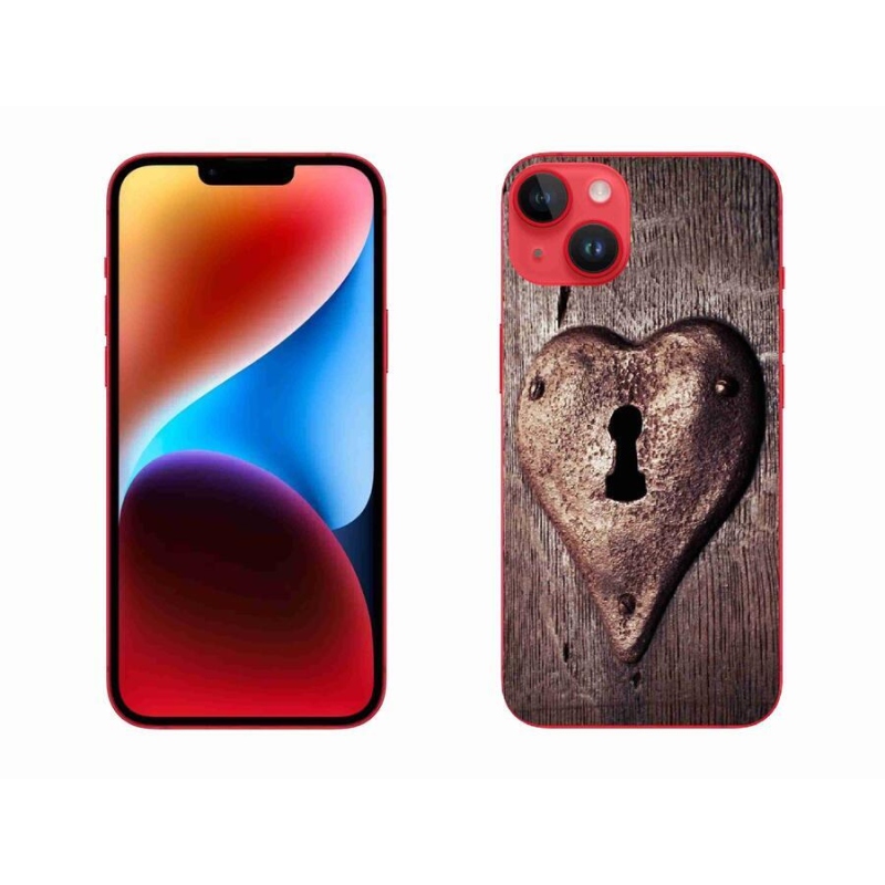 Gelový kryt mmCase na mobil iPhone 14 Plus - zámek ve tvaru srdce