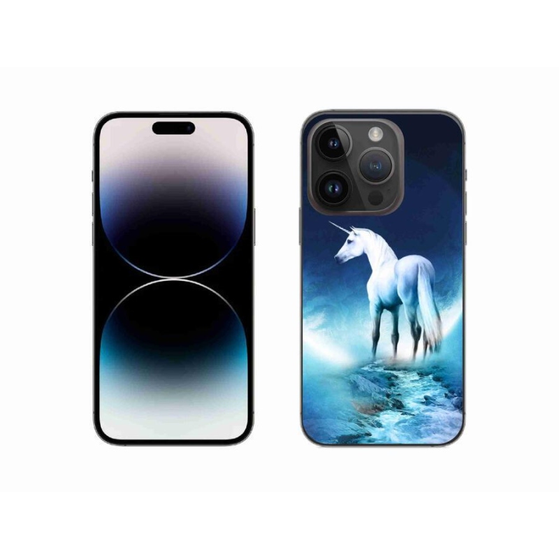 Gelový kryt mmCase na mobil iPhone 14 Pro 6.1 - bílý jednorožec