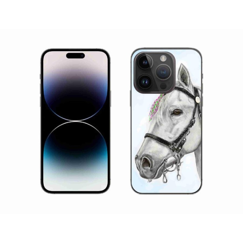 Gelový kryt mmCase na mobil iPhone 14 Pro 6.1 - bílý kůň 1