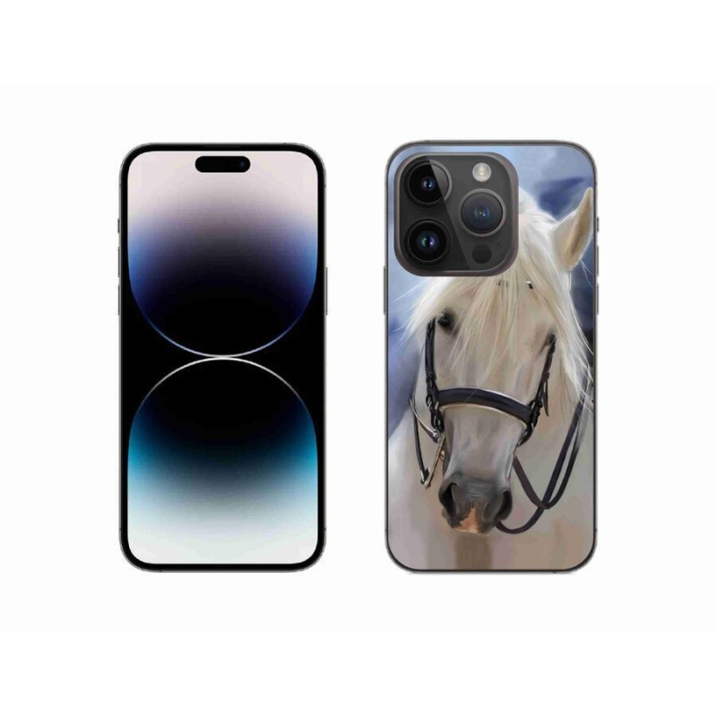 Gelový kryt mmCase na mobil iPhone 14 Pro 6.1 - bílý kůň
