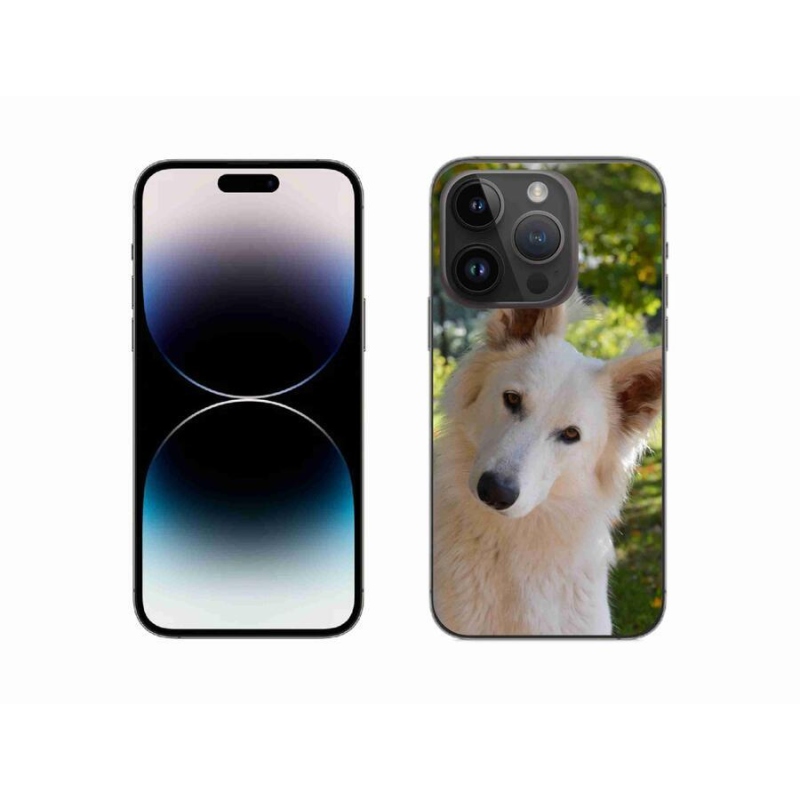Gelový kryt mmCase na mobil iPhone 14 Pro 6.1 - bílý švýcarský ovčák 1