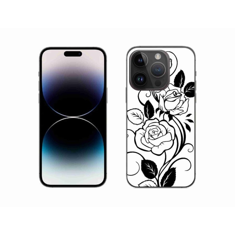 Gelový kryt mmCase na mobil iPhone 14 Pro 6.1 - černobílá růže