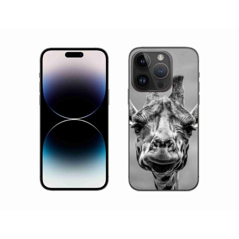 Gelový kryt mmCase na mobil iPhone 14 Pro 6.1 - černobílá žirafa