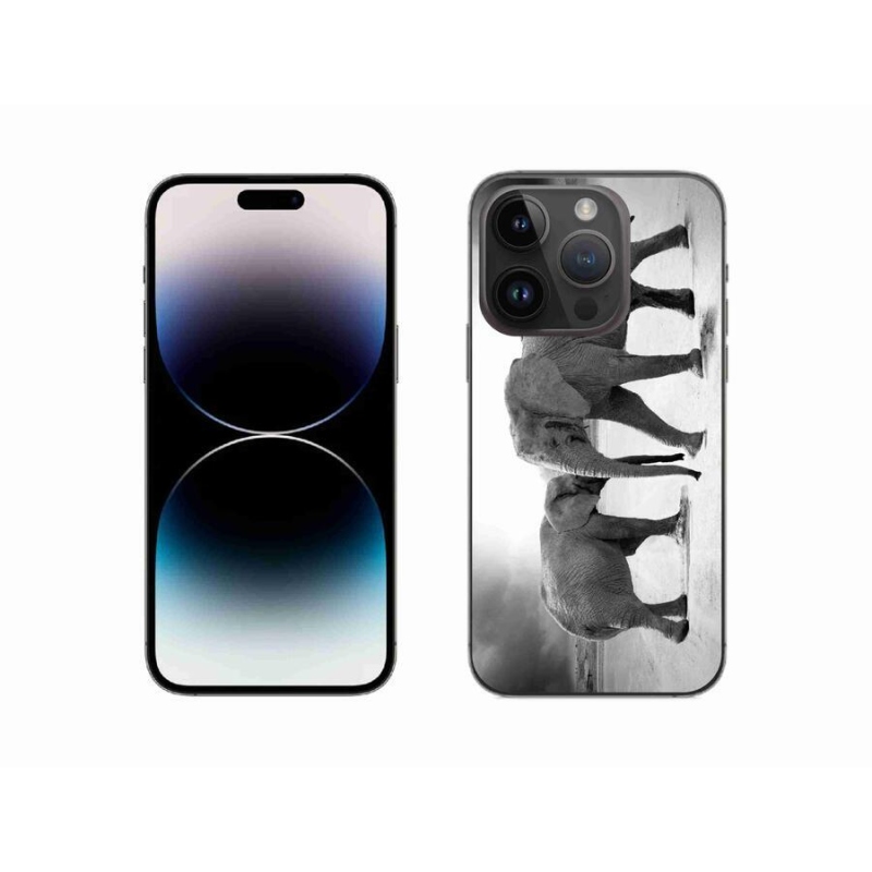 Gelový kryt mmCase na mobil iPhone 14 Pro 6.1 - černobílí sloni