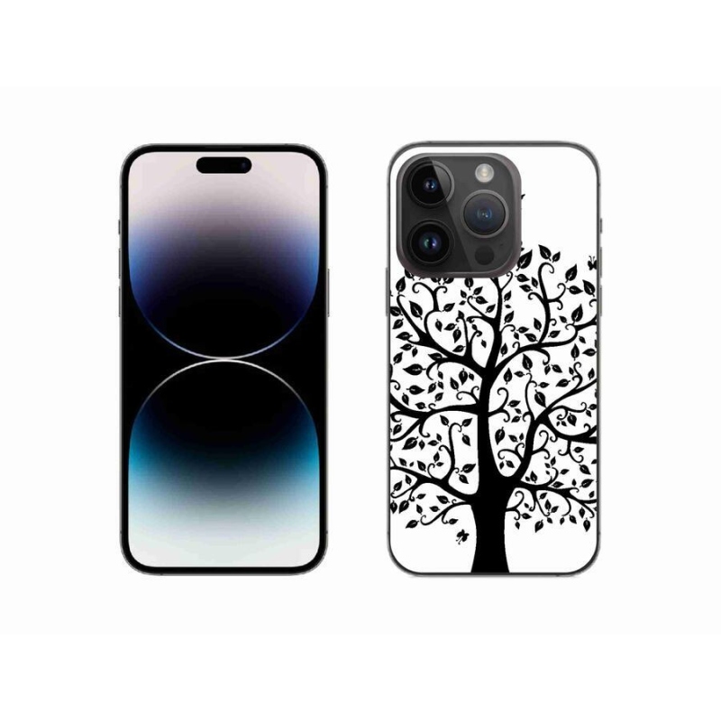 Gelový kryt mmCase na mobil iPhone 14 Pro 6.1 - černobílý strom