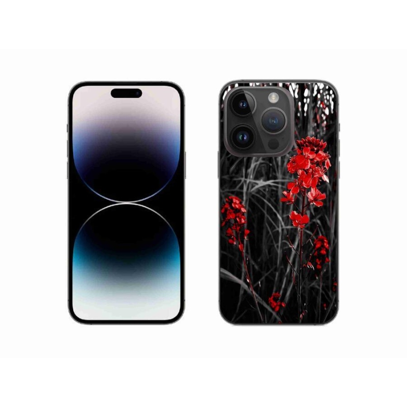 Gelový kryt mmCase na mobil iPhone 14 Pro 6.1 - červená rostlina