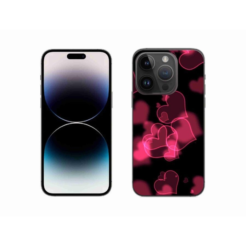 Gelový kryt mmCase na mobil iPhone 14 Pro 6.1 - červená srdíčka