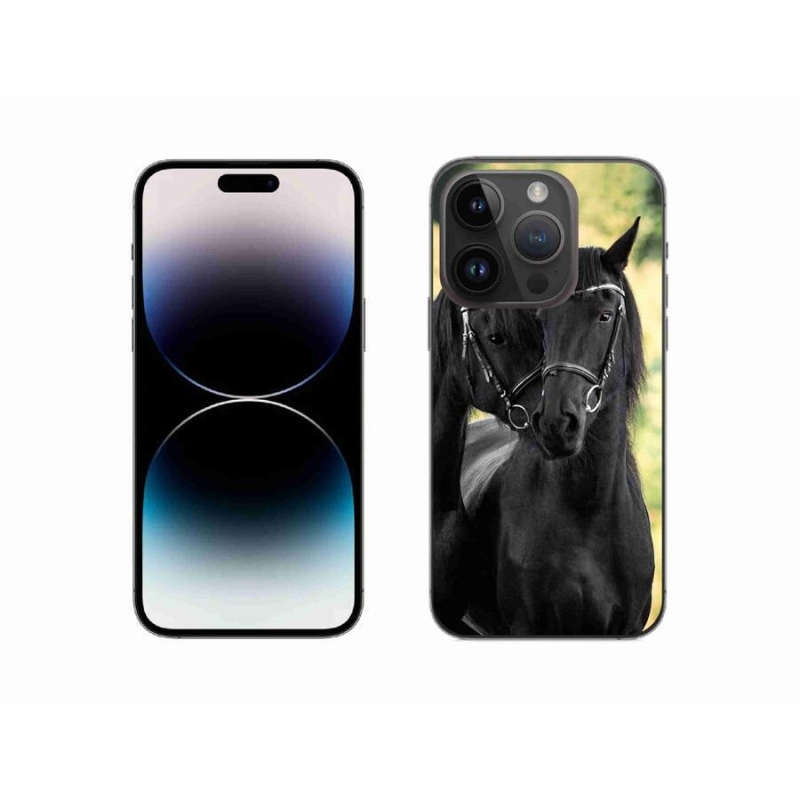 Gelový kryt mmCase na mobil iPhone 14 Pro 6.1 - dva černí koně