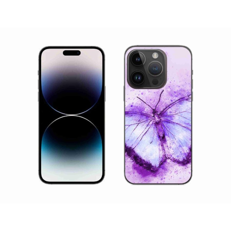 Gelový kryt mmCase na mobil iPhone 14 Pro 6.1 - fialový motýl