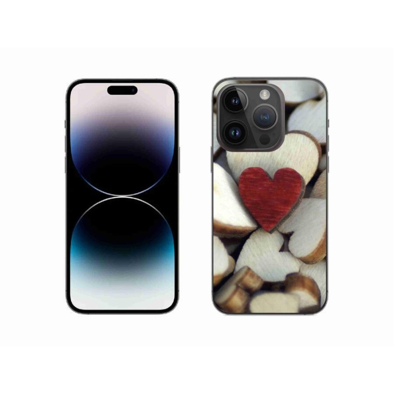 Gelový kryt mmCase na mobil iPhone 14 Pro 6.1 - gravírované červené srdce