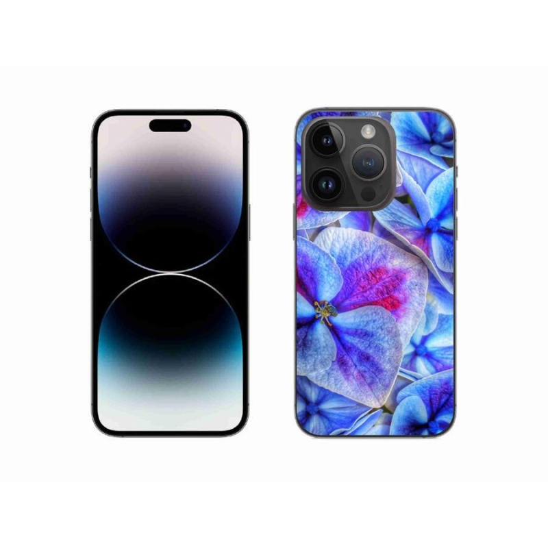 Gelový kryt mmCase na mobil iPhone 14 Pro 6.1 - modré květy 1