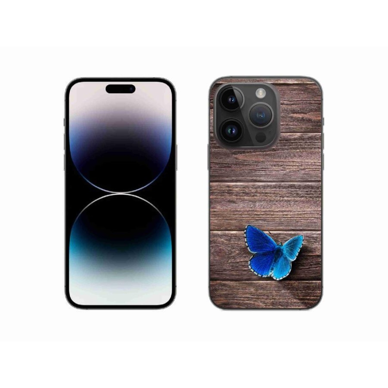 Gelový kryt mmCase na mobil iPhone 14 Pro 6.1 - modrý motýl 1