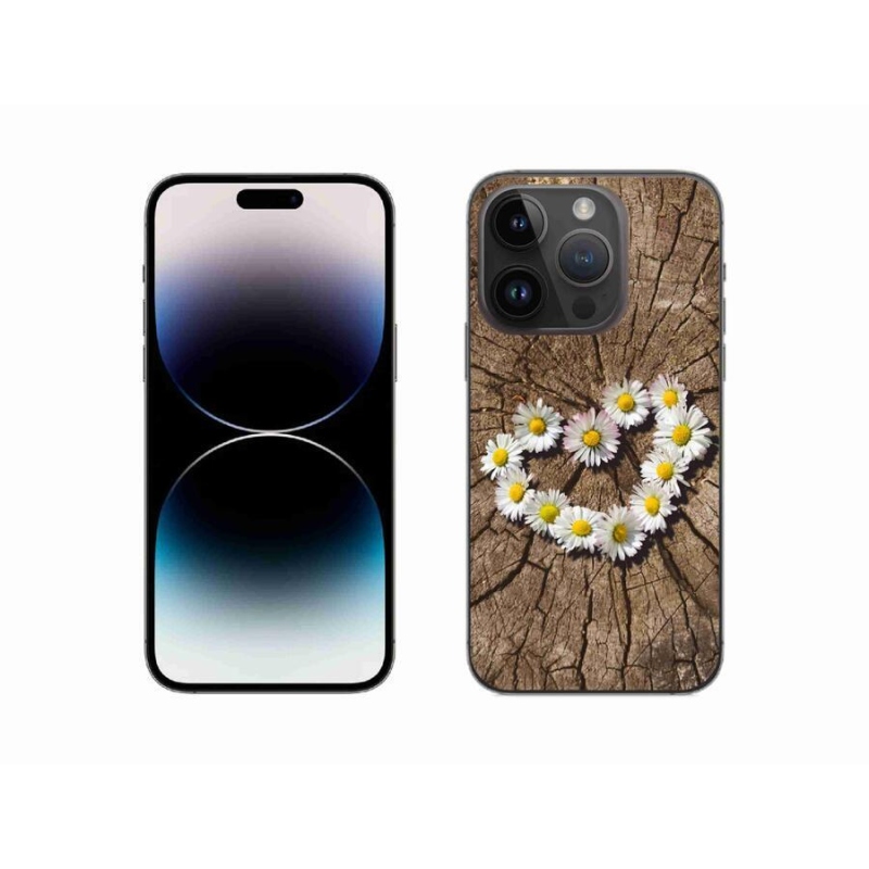 Gelový kryt mmCase na mobil iPhone 14 Pro 6.1 - srdce z kopretin