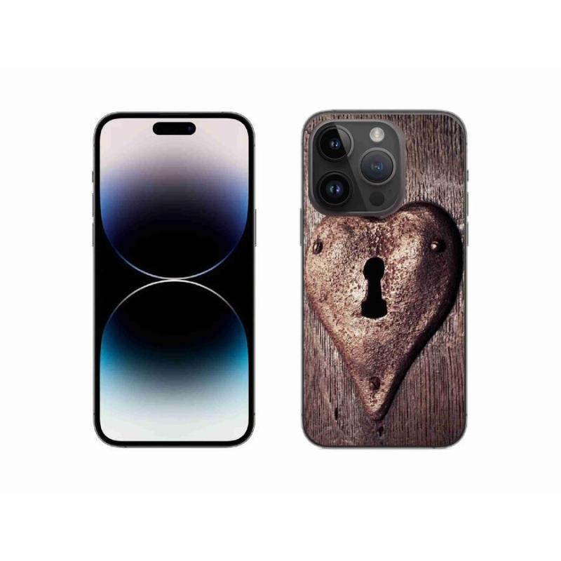 Gelový kryt mmCase na mobil iPhone 14 Pro 6.1 - zámek ve tvaru srdce