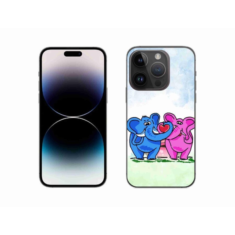 Gelový kryt mmCase na mobil iPhone 14 Pro 6.1 - zamilovaní sloni