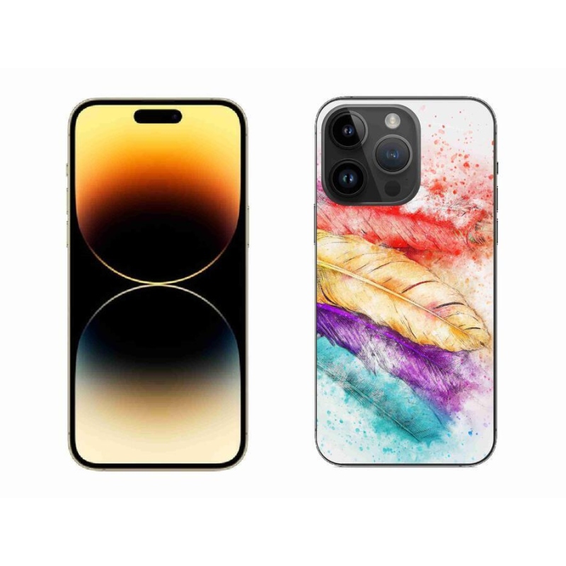 Gelový kryt mmCase na mobil iPhone 14 Pro Max 6.7 - barevné peří