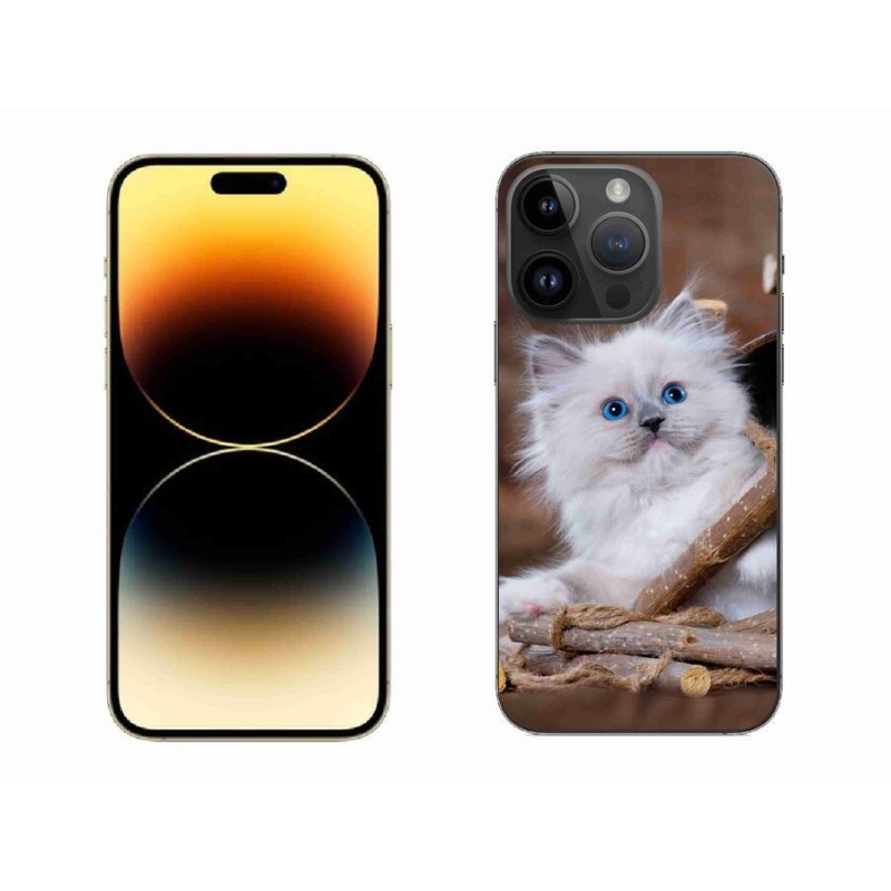 Gelový kryt mmCase na mobil iPhone 14 Pro Max 6.7 - bílé kotě