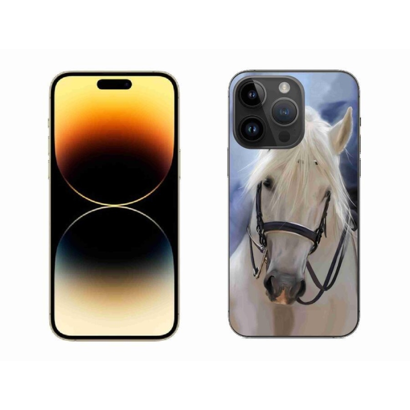 Gelový kryt mmCase na mobil iPhone 14 Pro Max 6.7 - bílý kůň