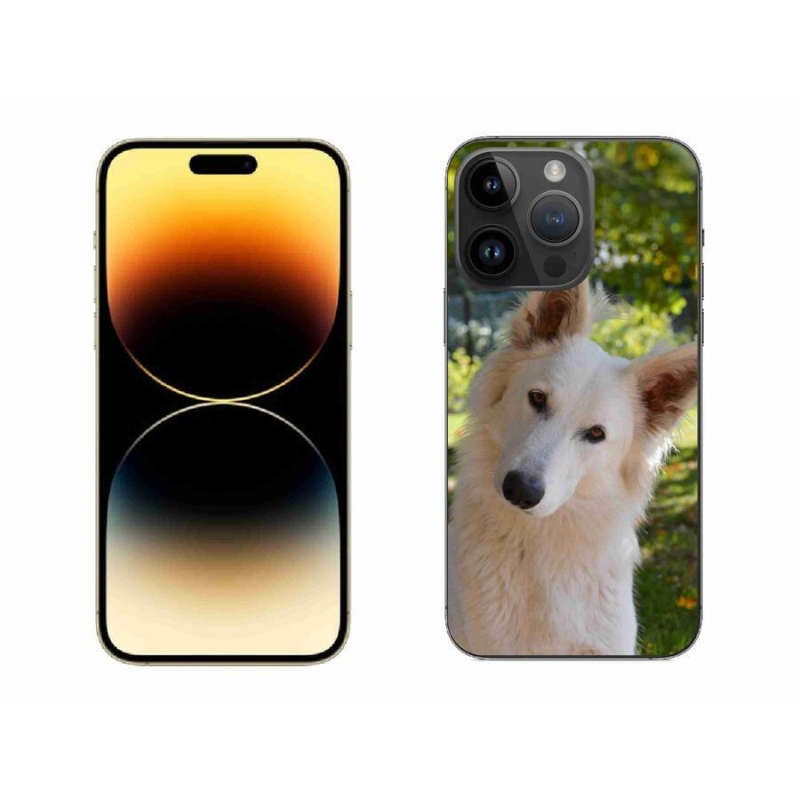 Gelový kryt mmCase na mobil iPhone 14 Pro Max 6.7 - bílý švýcarský ovčák 1