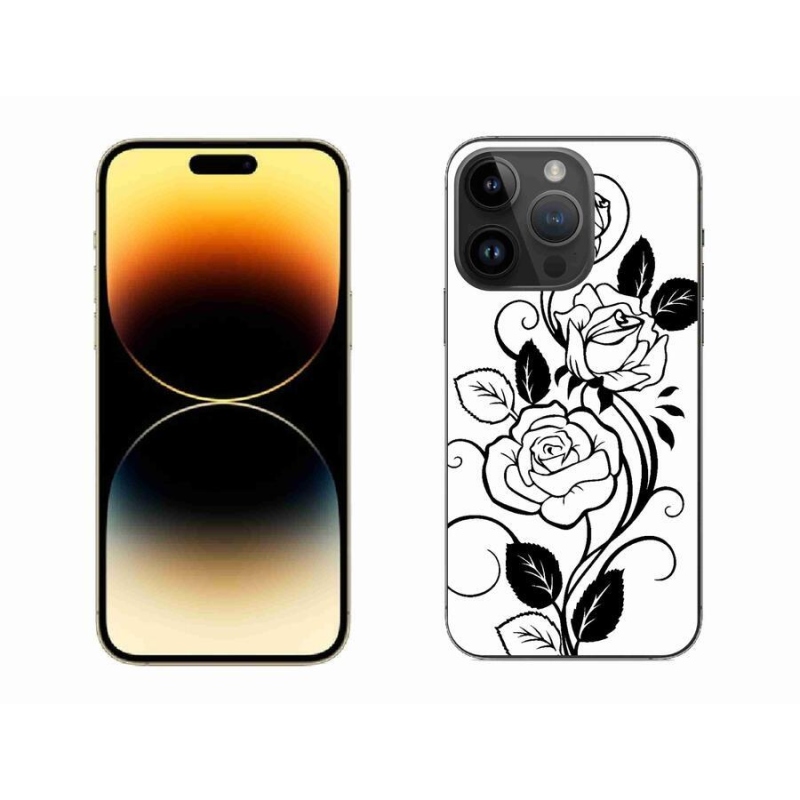 Gelový kryt mmCase na mobil iPhone 14 Pro Max 6.7 - černobílá růže