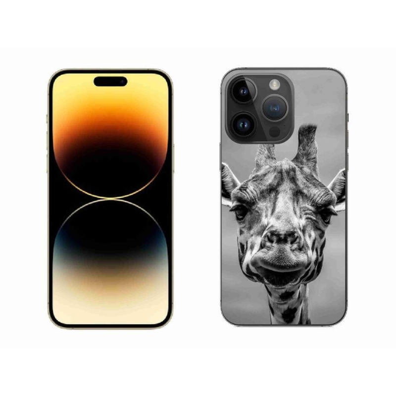 Gelový kryt mmCase na mobil iPhone 14 Pro Max 6.7 - černobílá žirafa