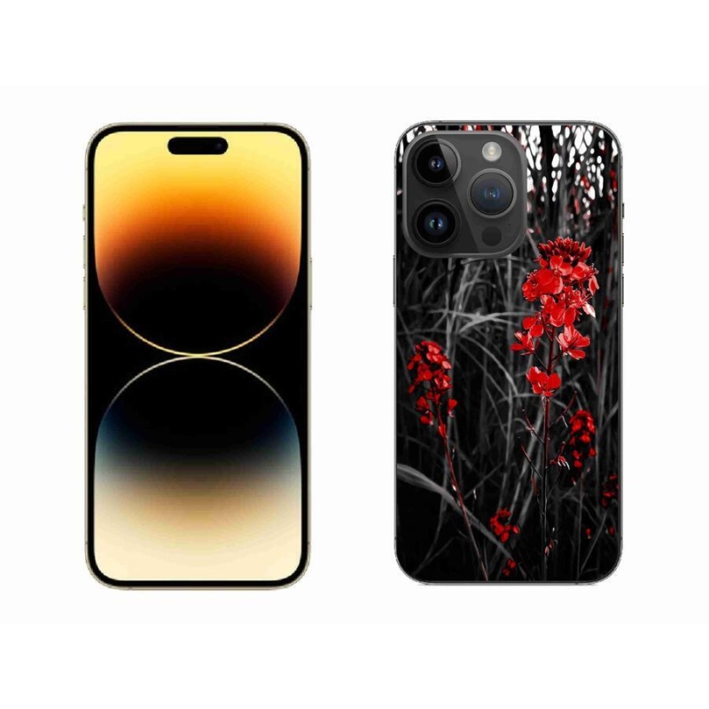 Gelový kryt mmCase na mobil iPhone 14 Pro Max 6.7 - červená rostlina