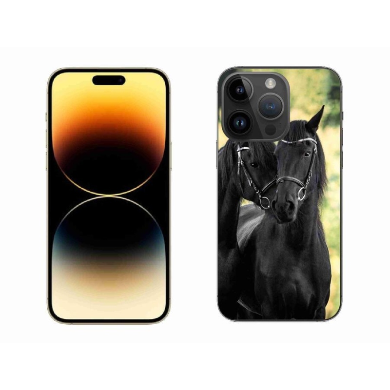 Gelový kryt mmCase na mobil iPhone 14 Pro Max 6.7 - dva černí koně