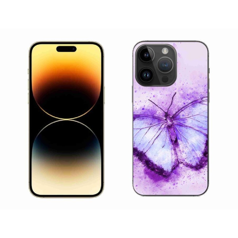 Gelový kryt mmCase na mobil iPhone 14 Pro Max 6.7 - fialový motýl