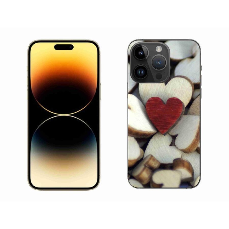 Gelový kryt mmCase na mobil iPhone 14 Pro Max 6.7 - gravírované červené srdce