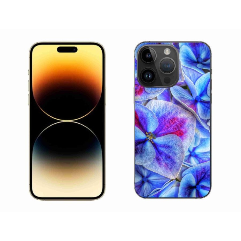 Gelový kryt mmCase na mobil iPhone 14 Pro Max 6.7 - modré květy 1