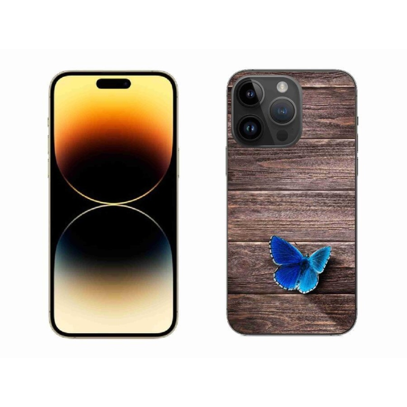 Gelový kryt mmCase na mobil iPhone 14 Pro Max 6.7 - modrý motýl 1