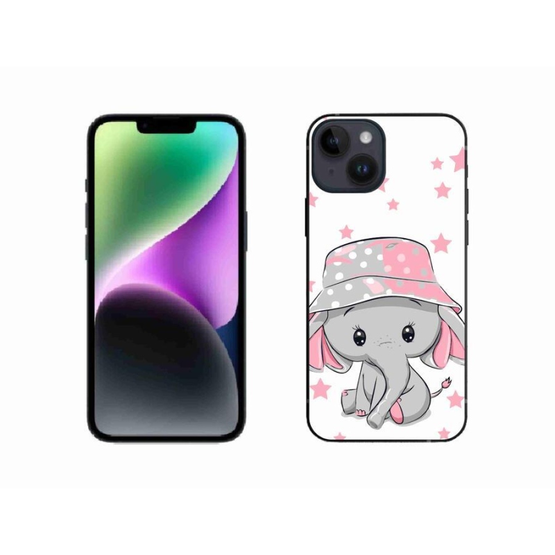 Gelový kryt mmCase na mobil iPhone 14 - růžový slon