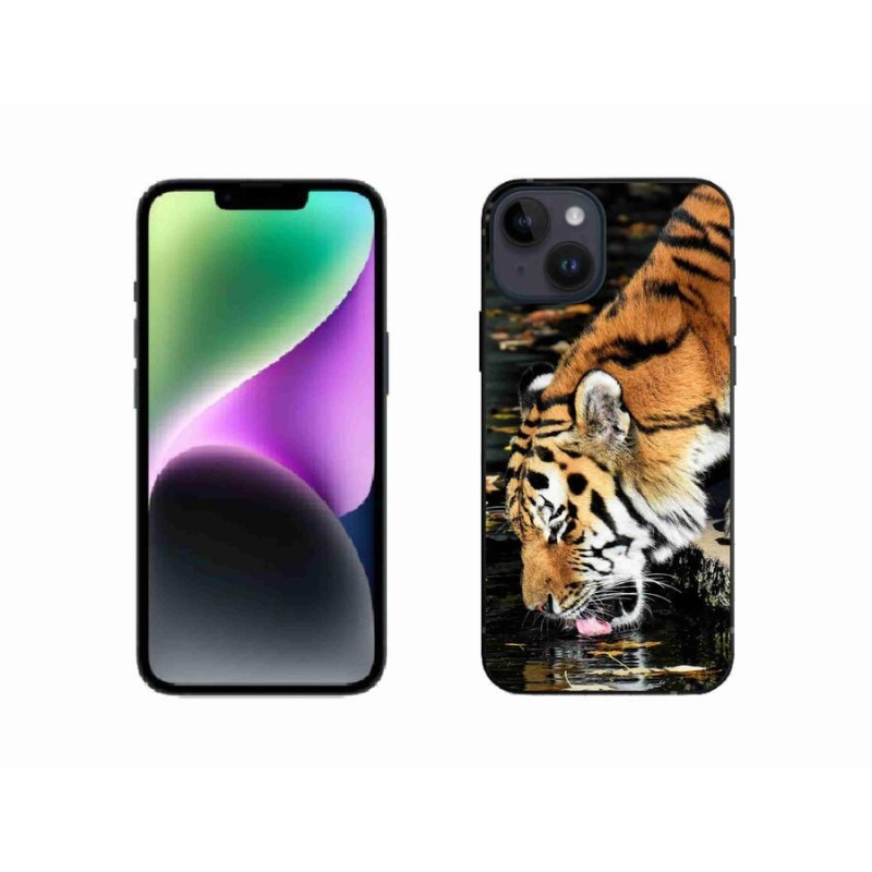 Gelový kryt mmCase na mobil iPhone 14 - žíznivý tygr