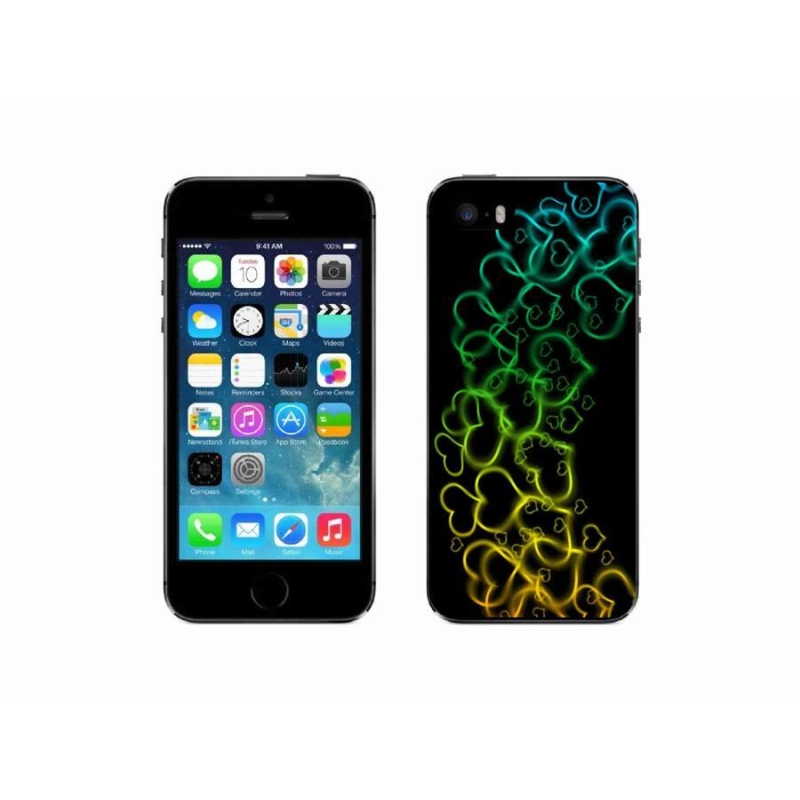 Gelový kryt mmCase na mobil iPhone 5/5s - barevná srdíčka
